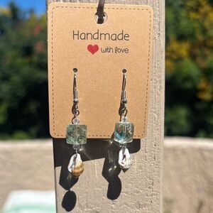 Handmade Silver and Cream Shell Earrings